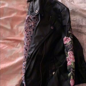 Flower leather jacket